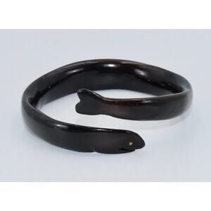 Antique Victorian Hand Carved Horn Snake Serpent Bangle Bracelet w/Inlaid Eye0